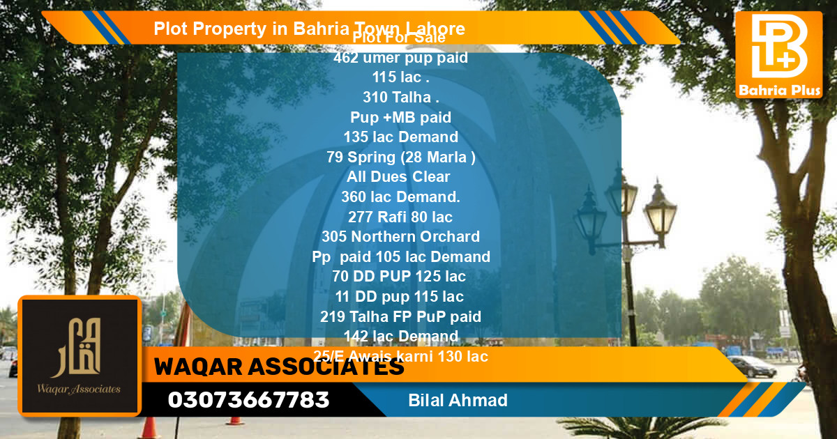 Residential Plot for Sale in Bahria Town, Lahore - (BP-83504)