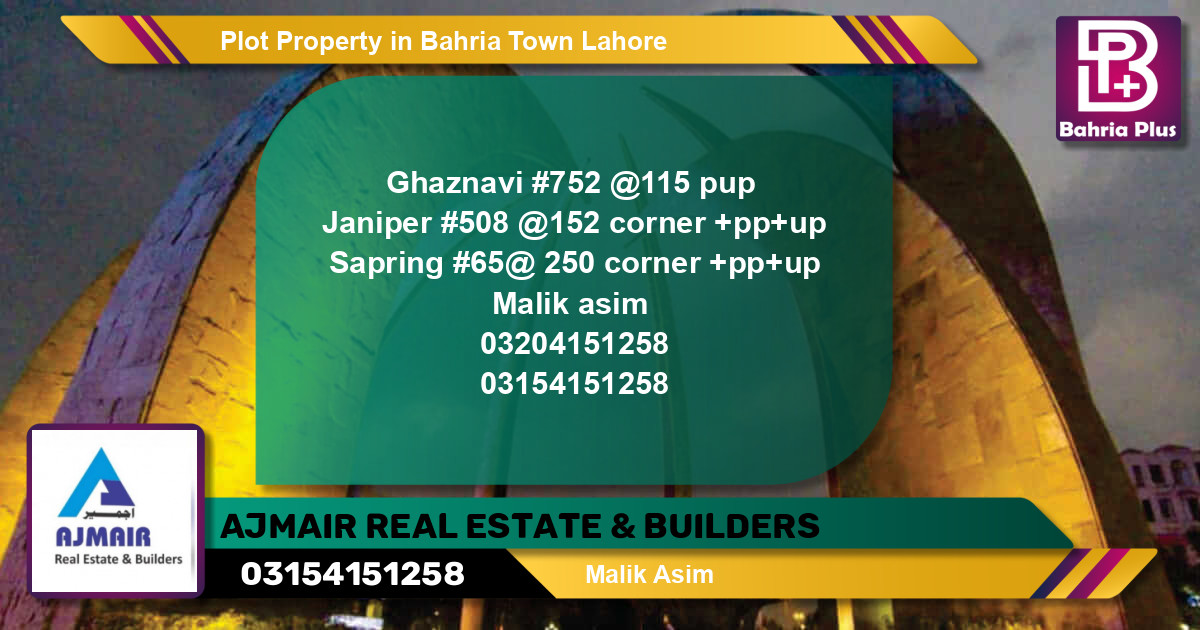 Residential Plot for Sale in Bahria Town, Lahore - (BP-83534)