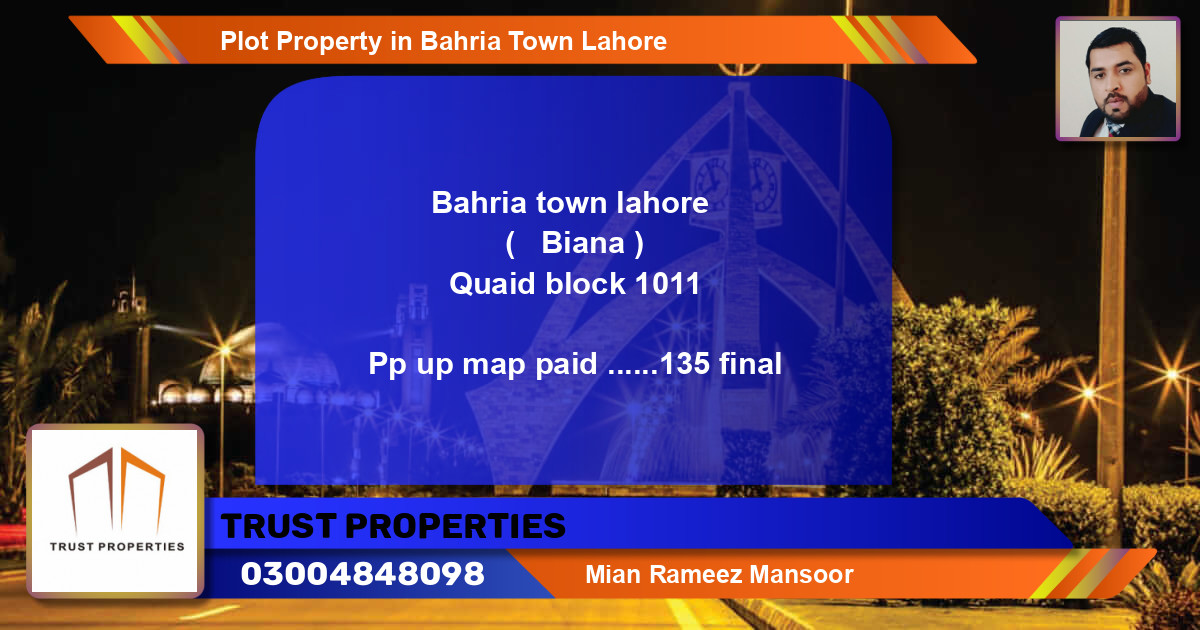 Residential Plot for Sale in Bahria Town, Lahore - (BP-83543)