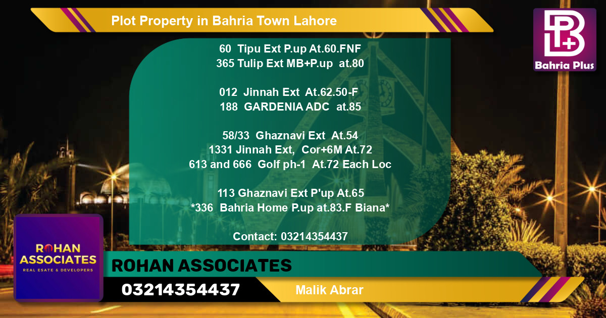 Residential Plot for Sale in Bahria Town, Lahore - (BP-83558)