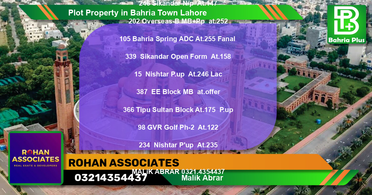 Residential Plot for Sale in Bahria Town, Lahore - (BP-83559)