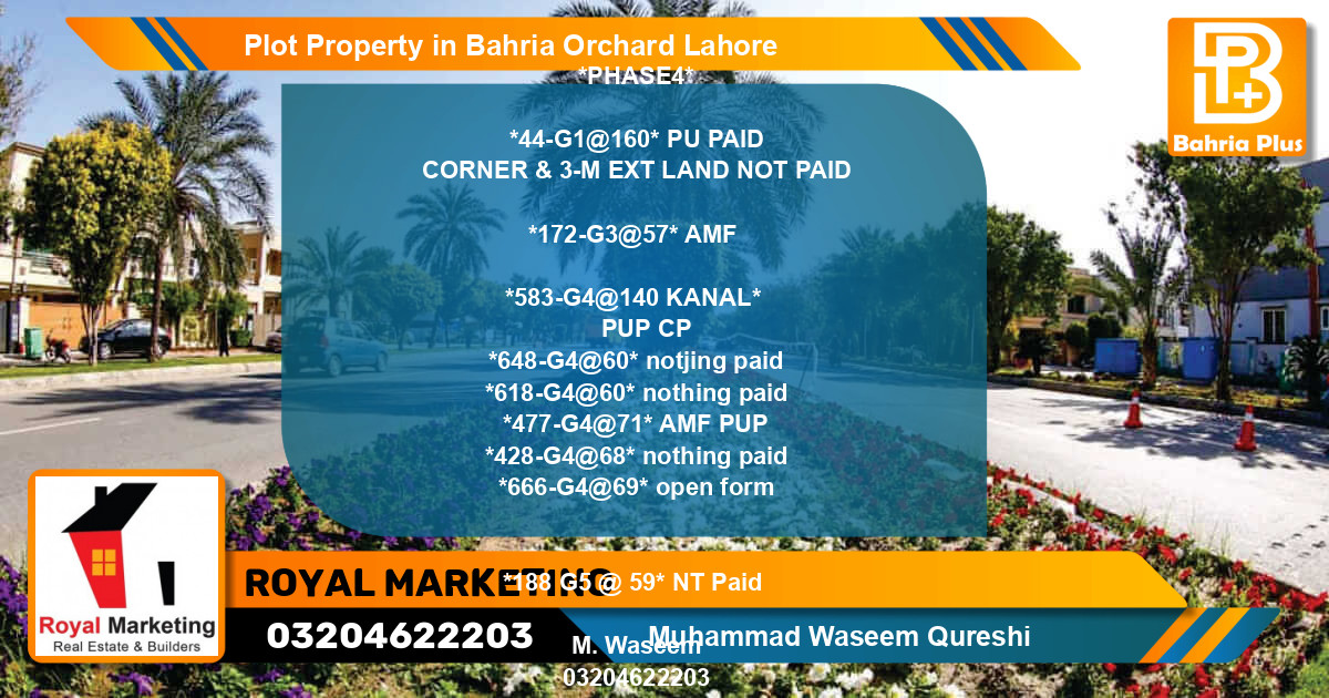 Residential Plot for Sale in Bahria Orchard, Lahore - (BP-83567)