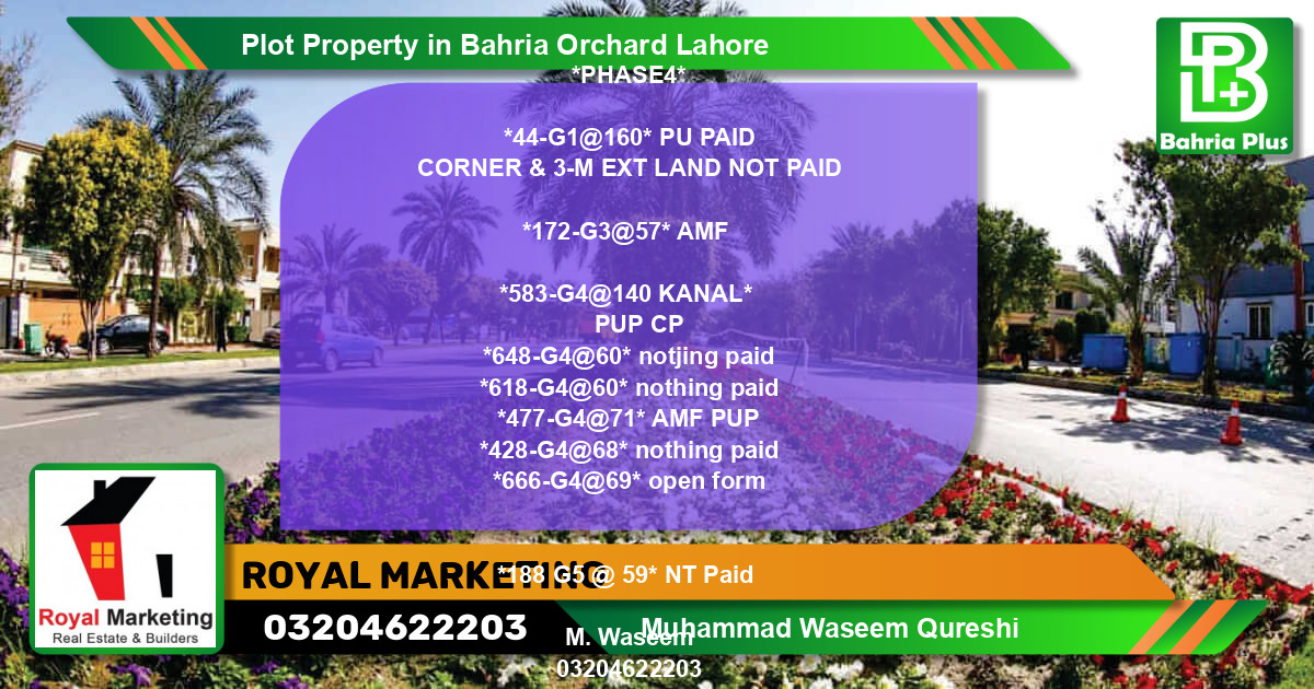Residential Plot for Sale in Bahria Orchard, Lahore - (BP-83609)