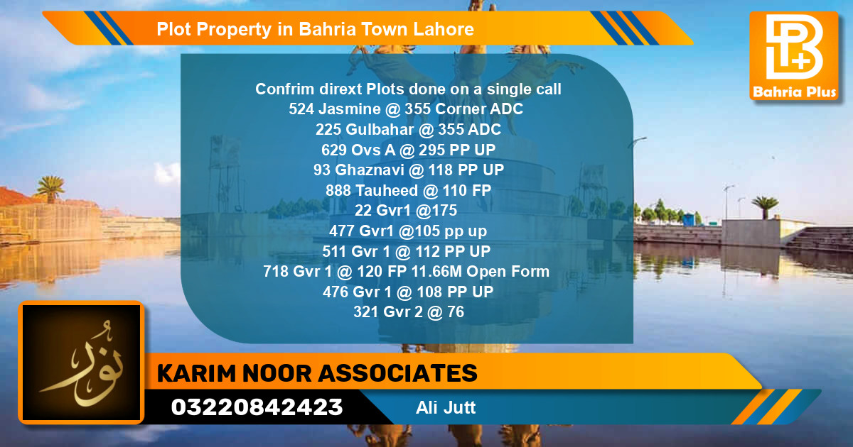 Residential Plot for Sale in Bahria Town, Lahore - (BP-83612)