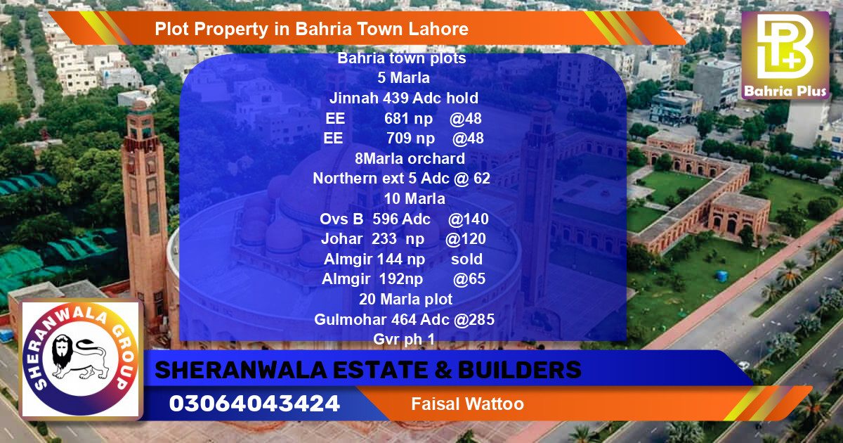 Residential Plot for Sale in Bahria Town, Lahore - (BP-83626)