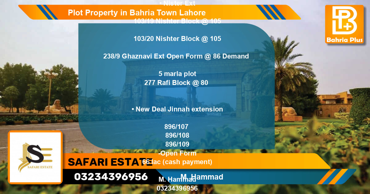 Residential Plot for Sale in Bahria Town, Lahore - (BP-83630)