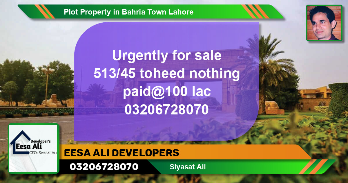 Residential Plot for Sale in Bahria Town, Lahore - (BP-83655)