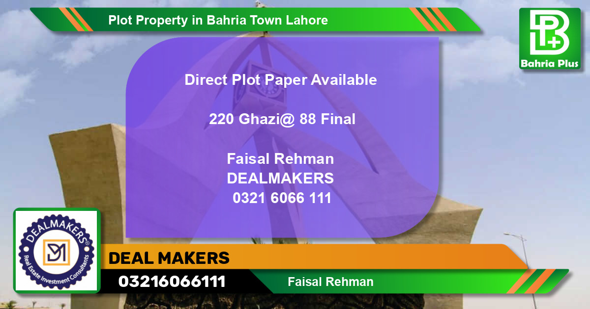 Residential Plot for Sale in Bahria Town, Lahore - (BP-83671)
