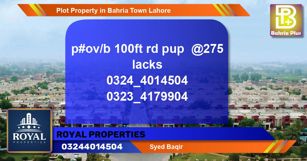 Residential Plot for Sale in Bahria Town, Lahore - (BP-83673)