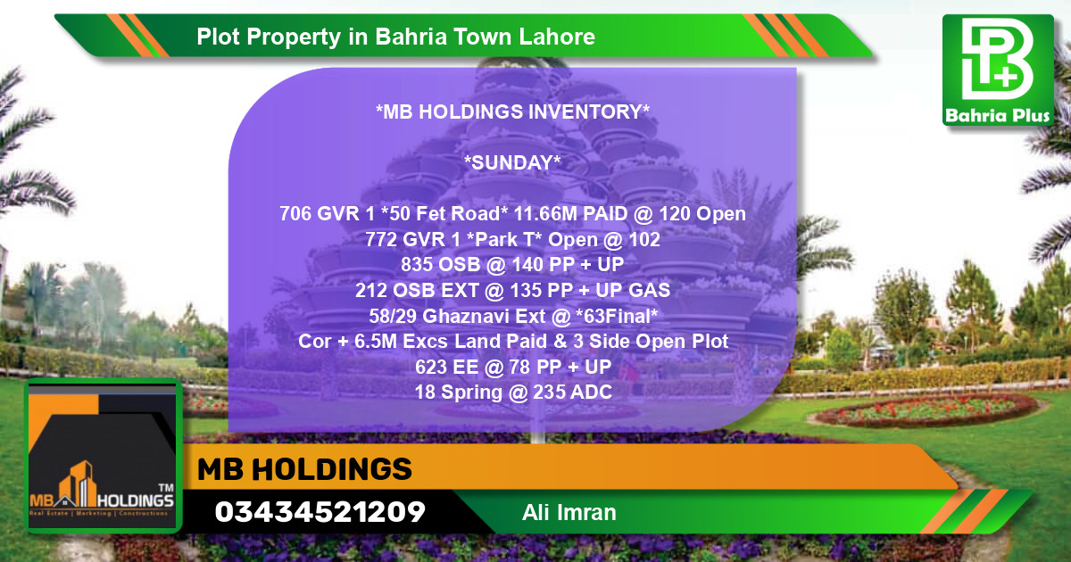 Residential Plot for Sale in Bahria Town, Lahore - (BP-83676)