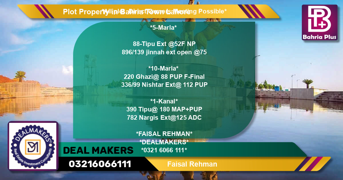 Residential Plot for Sale in Bahria Town, Lahore - (BP-83677)