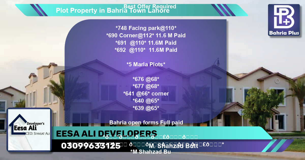 Residential Plot for Sale in Bahria Town, Lahore - (BP-83687)