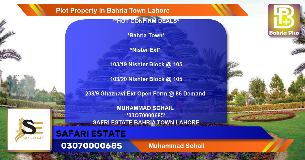 Residential Plot for Sale in Bahria Town, Lahore - (BP-83699)