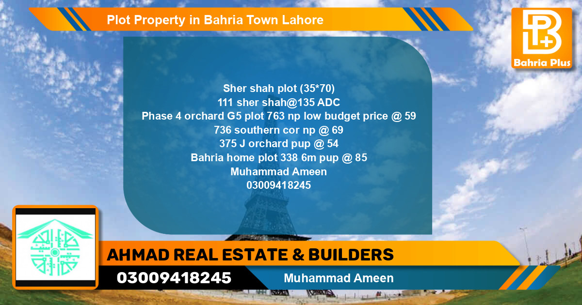 Residential Plot for Sale in Bahria Town, Lahore - (BP-83728)