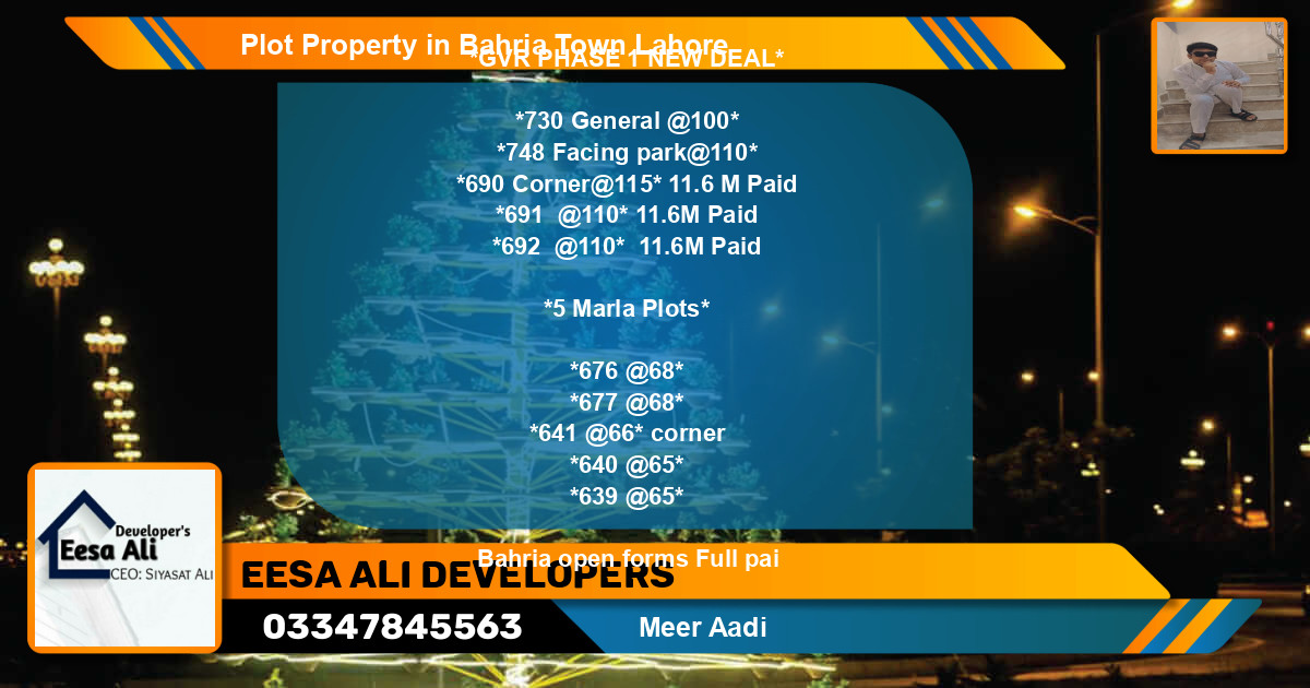 Residential Plot for Sale in Bahria Town, Lahore - (BP-83729)