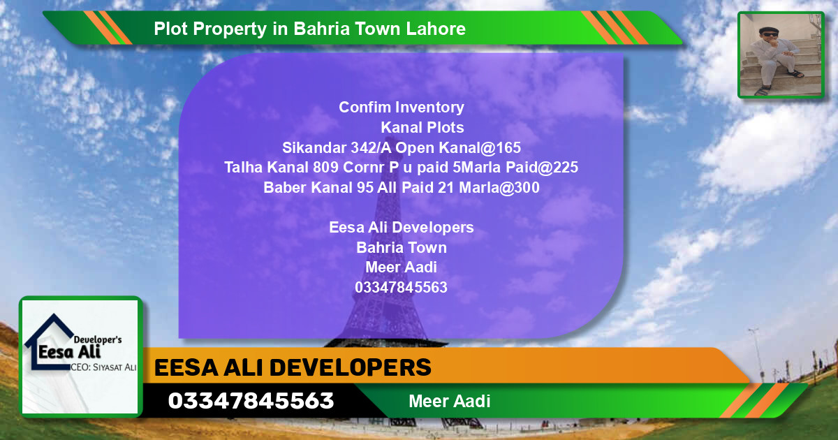 Residential Plot for Sale in Bahria Town, Lahore - (BP-83731)