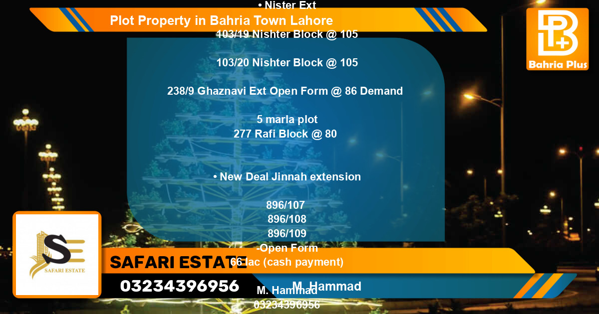 Residential Plot for Sale in Bahria Town, Lahore - (BP-83733)