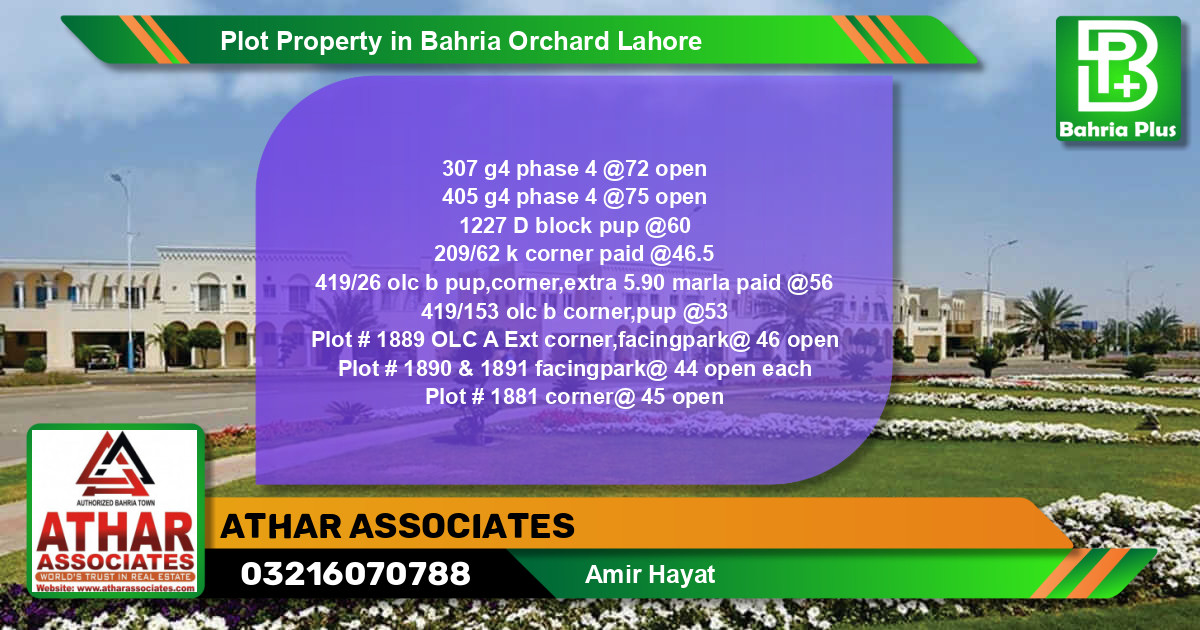 Residential Plot for Sale in Bahria Orchard, Lahore - (BP-83739)