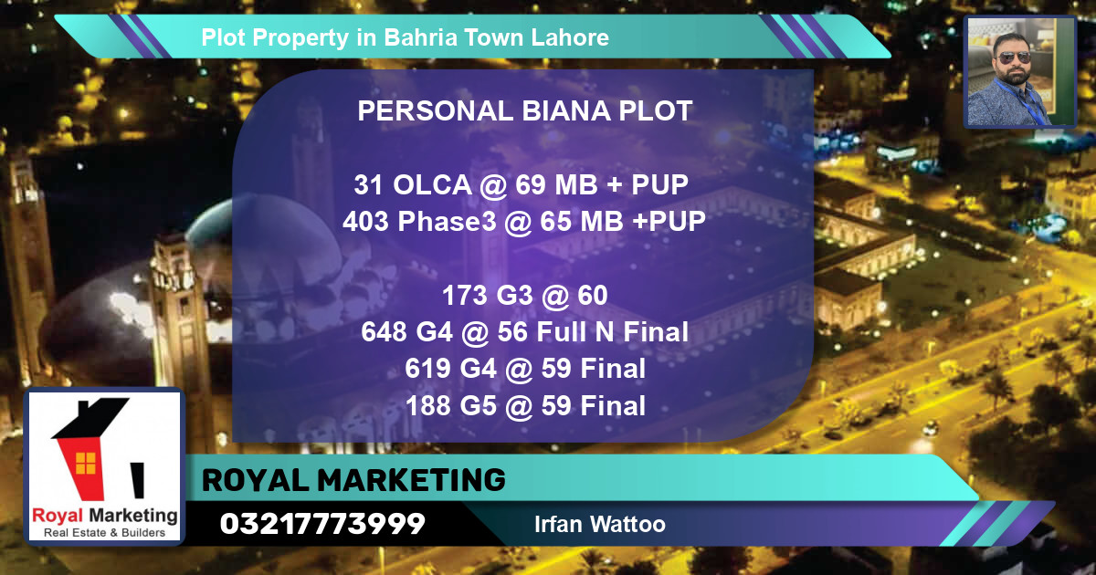 Residential Plot for Sale in Bahria Town, Lahore - (BP-83745)