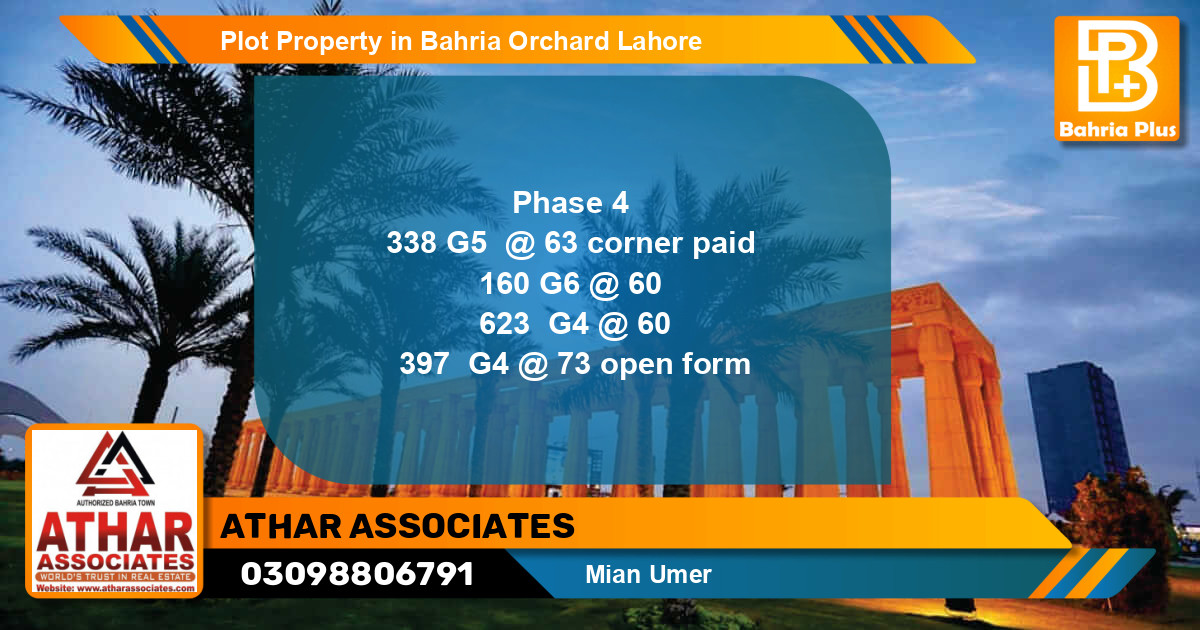 Residential Plot for Sale in Bahria Orchard, Lahore - (BP-83755)