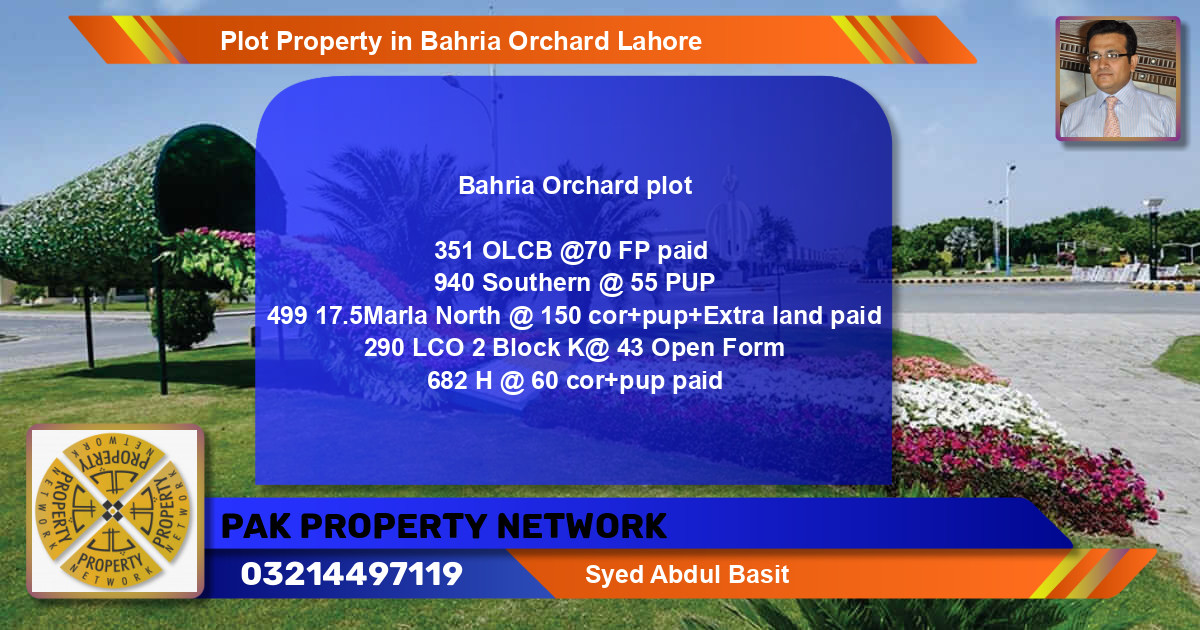 Residential Plot for Sale in Bahria Orchard, Lahore - (BP-83758)