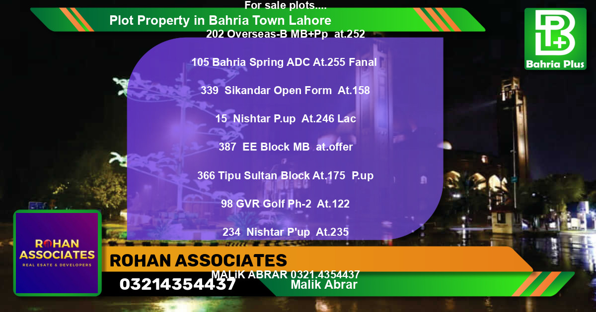 Residential Plot for Sale in Bahria Town, Lahore - (BP-83774)