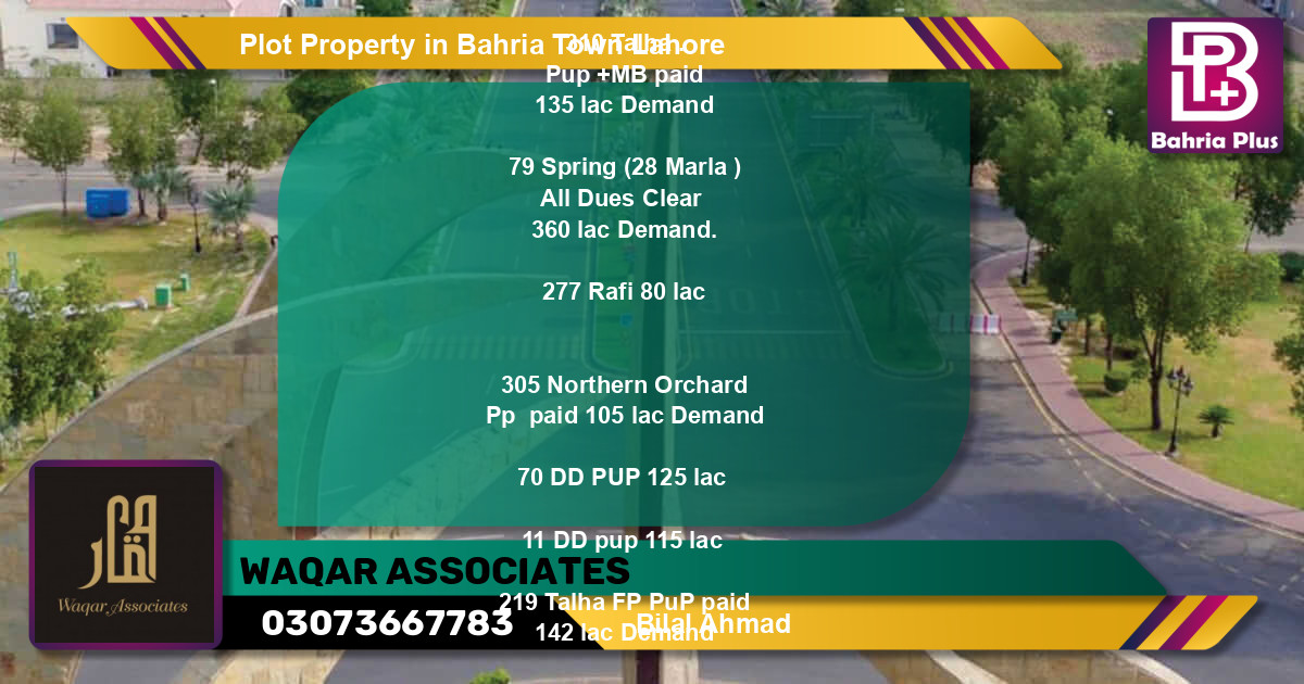 Residential Plot for Sale in Bahria Town, Lahore - (BP-83788)