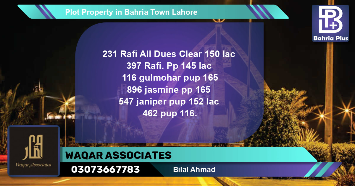 Residential Plot for Sale in Bahria Town, Lahore - (BP-83816)