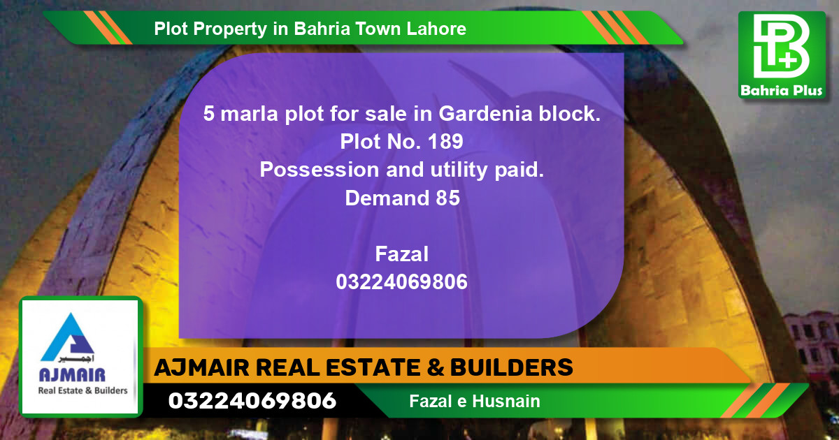 Residential Plot for Sale in Bahria Town, Lahore - (BP-83822)