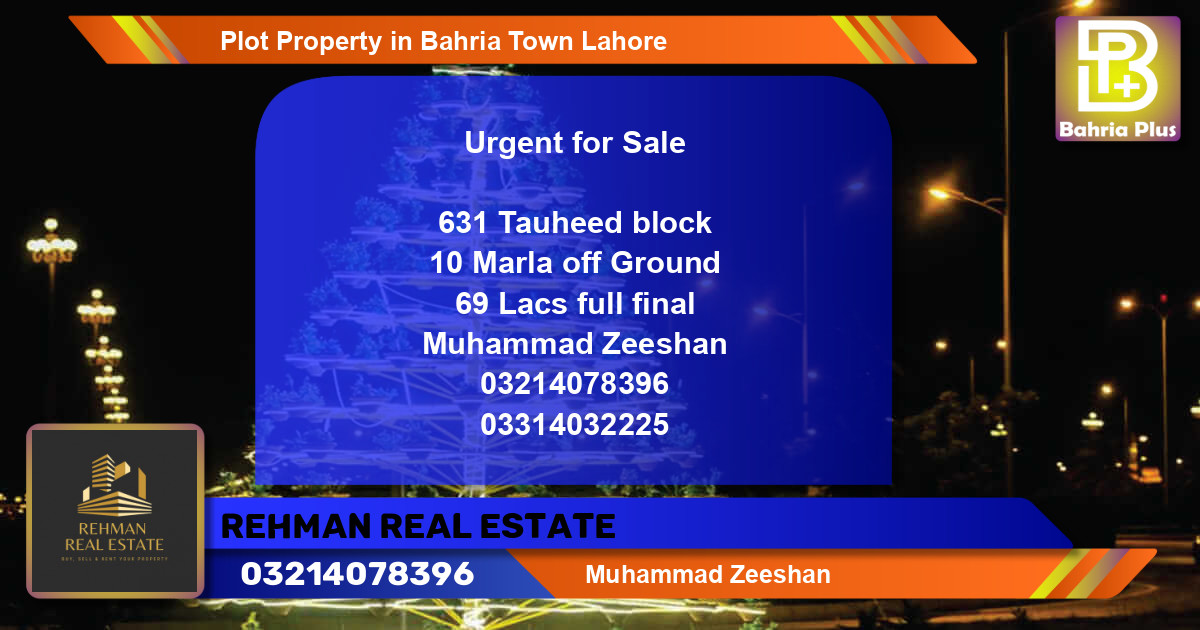 Residential Plot for Sale in Bahria Town, Lahore - (BP-83828)