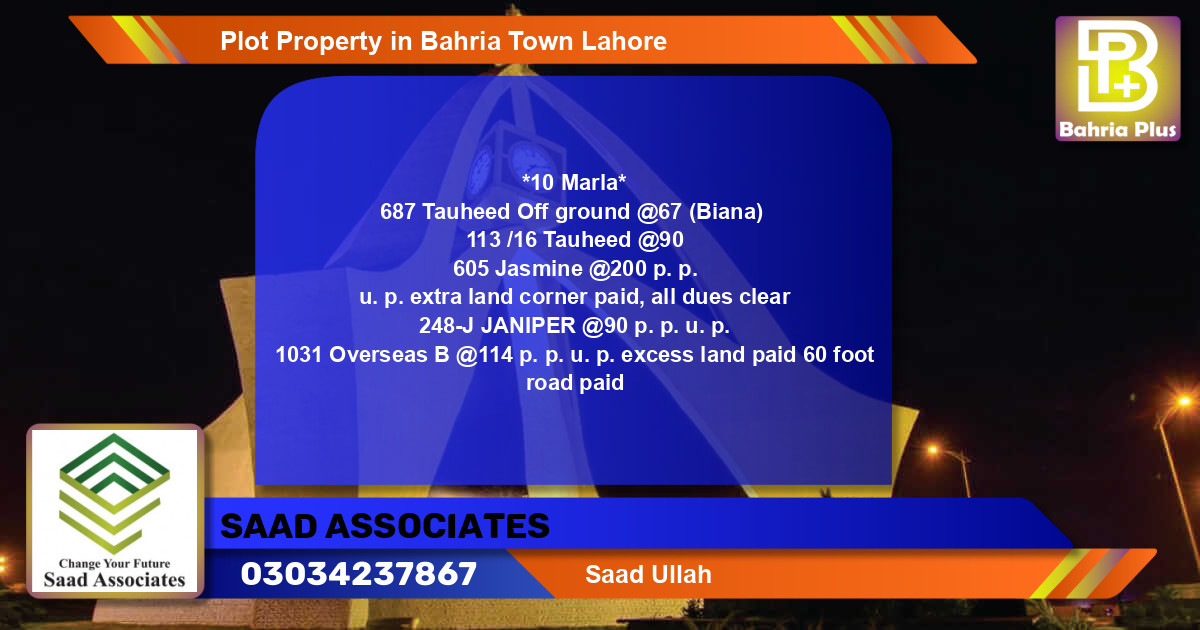 Residential Plot for Sale in Bahria Town, Lahore - (BP-83835)
