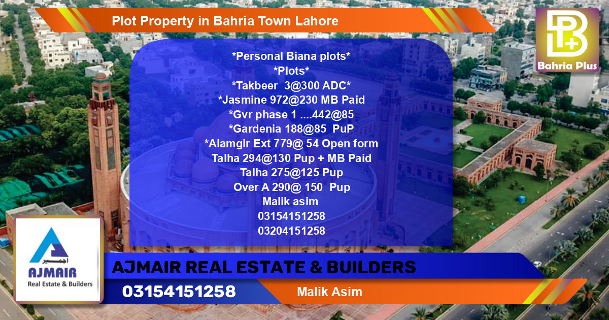 Residential Plot for Sale in Bahria Town, Lahore - (BP-83841)