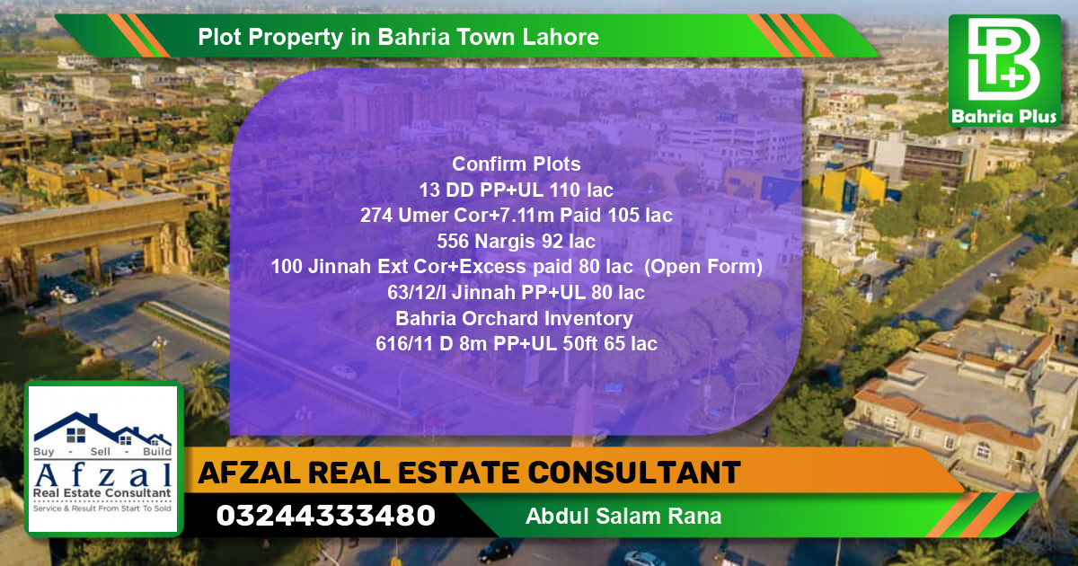 Residential Plot for Sale in Bahria Town, Lahore - (BP-83884)