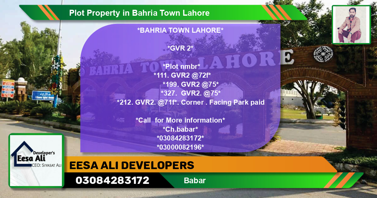 Residential Plot for Sale in Bahria Town, Lahore - (BP-83898)