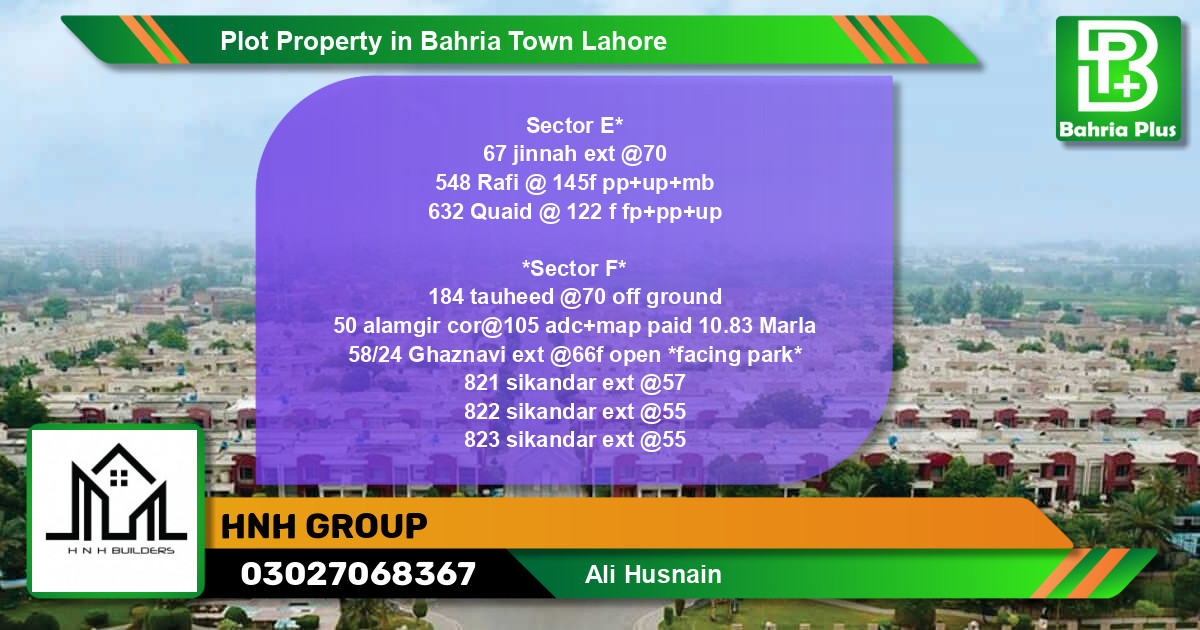 Residential Plot for Sale in Bahria Town, Lahore - (BP-83900)