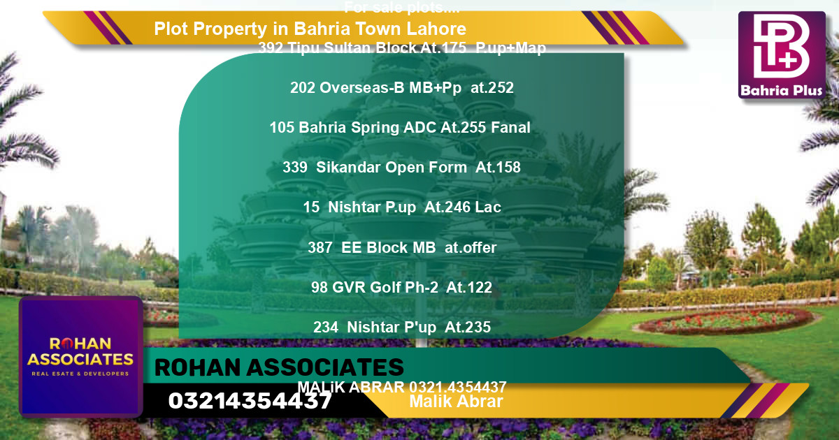 Residential Plot for Sale in Bahria Town, Lahore - (BP-83933)