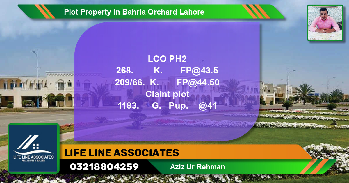 Residential Plot for Sale in Bahria Orchard, Lahore - (BP-83985)
