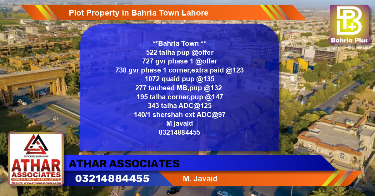 Residential Plot for Sale in Bahria Town, Lahore - (BP-83988)