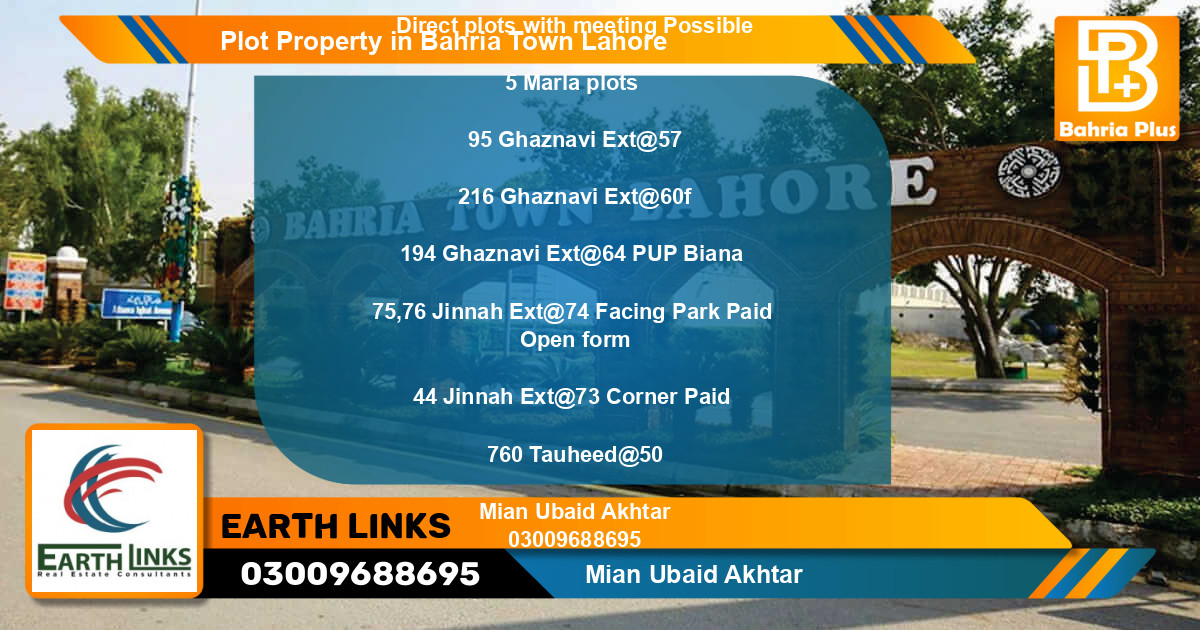 Residential Plot for Sale in Bahria Town, Lahore - (BP-83989)