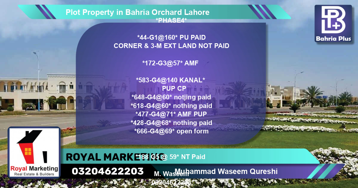 Residential Plot for Sale in Bahria Orchard, Lahore - (BP-83994)