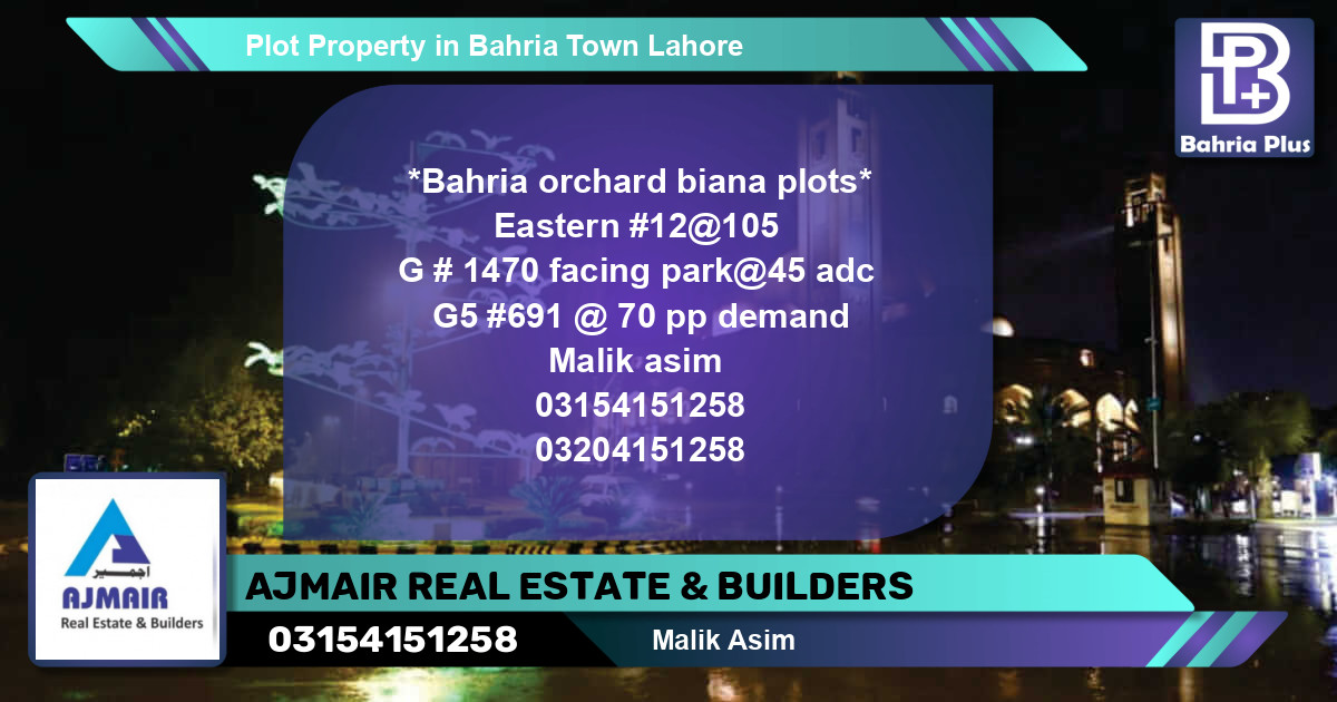 Residential Plot for Sale in Bahria Town, Lahore - (BP-84020)
