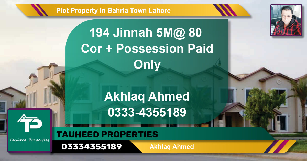 Residential Plot for Sale in Bahria Town, Lahore - (BP-84033)
