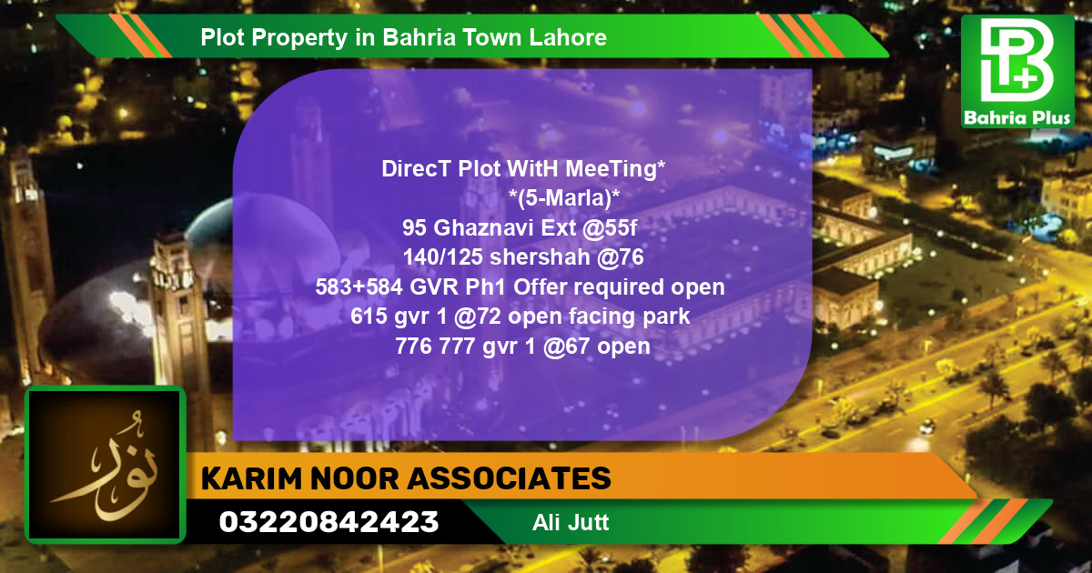 Residential Plot for Sale in Bahria Town, Lahore - (BP-84051)