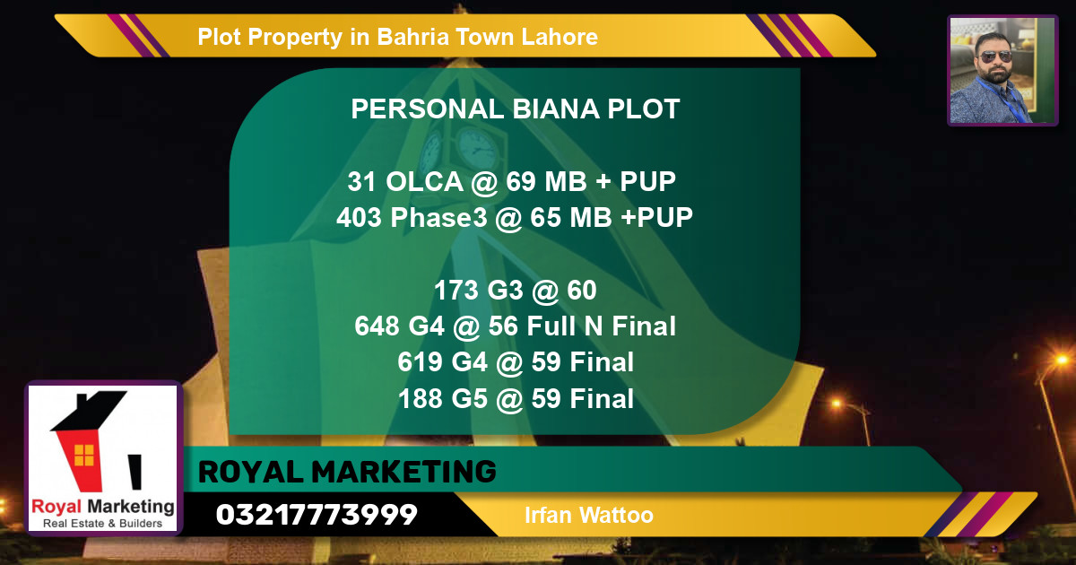 Residential Plot for Sale in Bahria Town, Lahore - (BP-84064)
