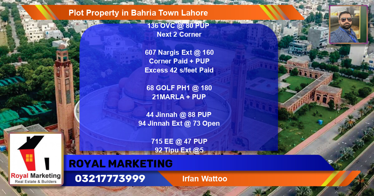 Residential Plot for Sale in Bahria Town, Lahore - (BP-84066)