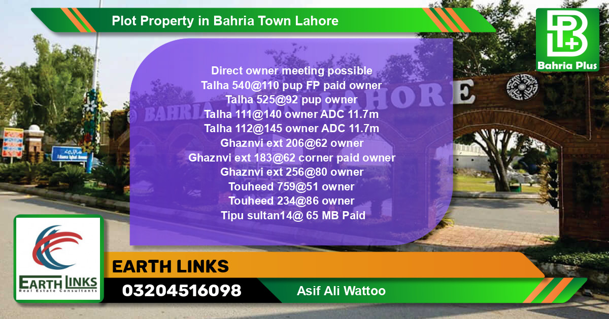Residential Plot for Sale in Bahria Town, Lahore - (BP-84079)