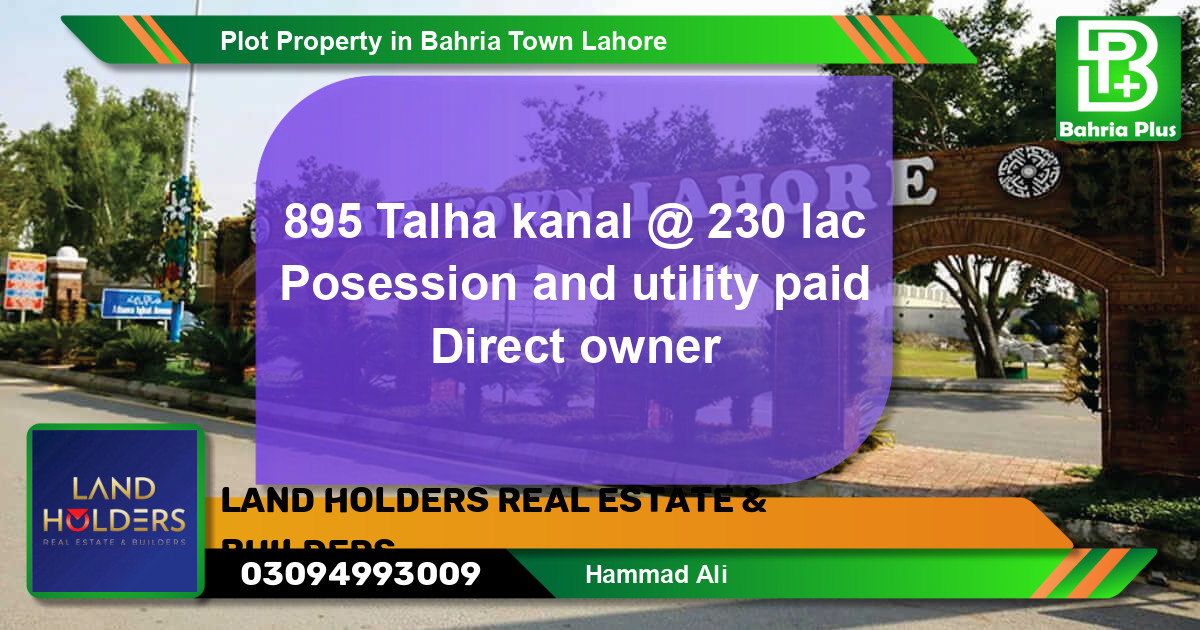 Residential Plot for Sale in Bahria Town, Lahore - (BP-84114)