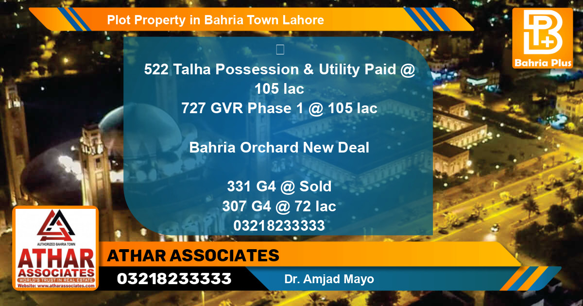 Residential Plot for Sale in Bahria Town, Lahore - (BP-84127)