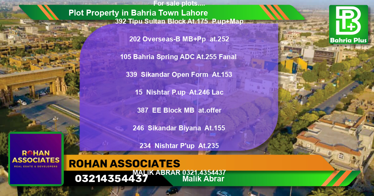 Residential Plot for Sale in Bahria Town, Lahore - (BP-84132)