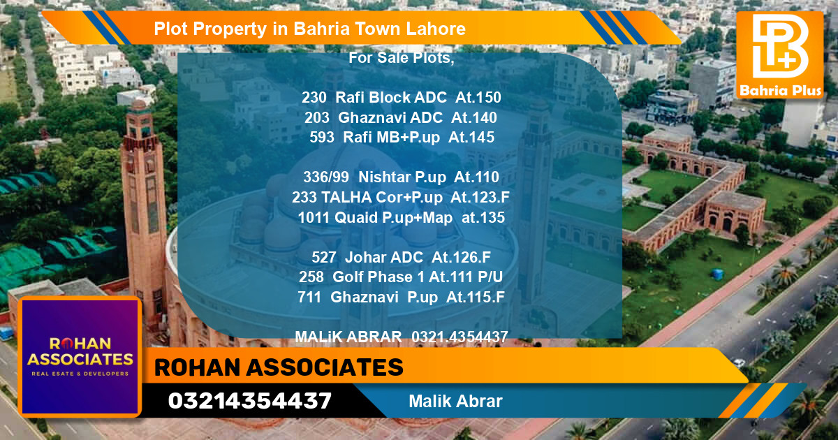 Residential Plot for Sale in Bahria Town, Lahore - (BP-84137)